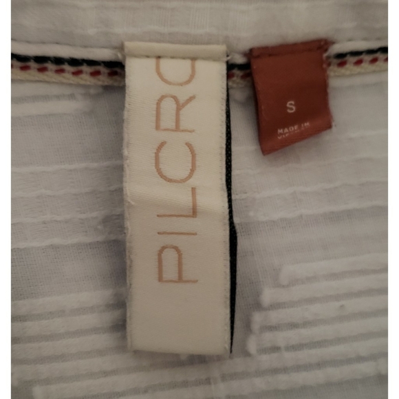 Anthropologie Top The Theresa Lace S PILCRO White Button Down Chic Hi-Low Shirt - Picture 12 of 16